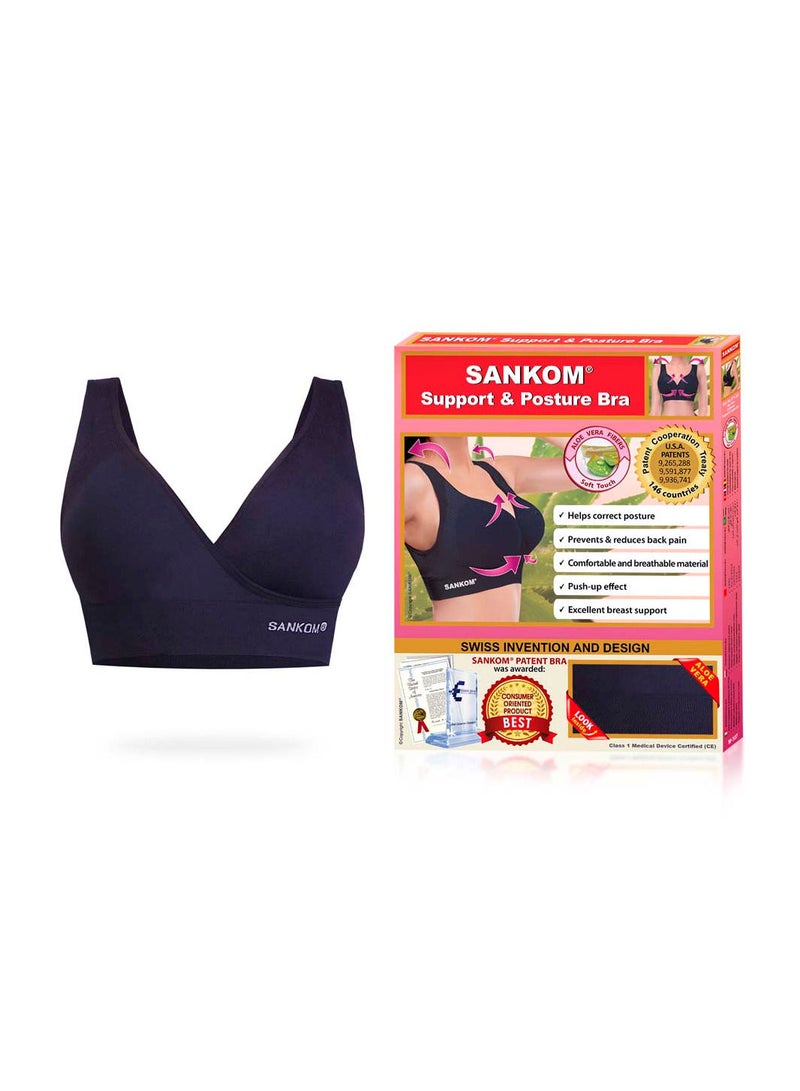 Sankom - Patent Aloe Vera Bra For Back Support, Black L/XL - Image 2