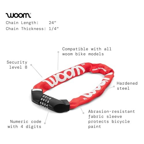 woom Lokki Bike Lock, Children’s Combination Bicycle Cable Lock, Hardened Steel Chain Safety Lock (24” Chain) - Image 2