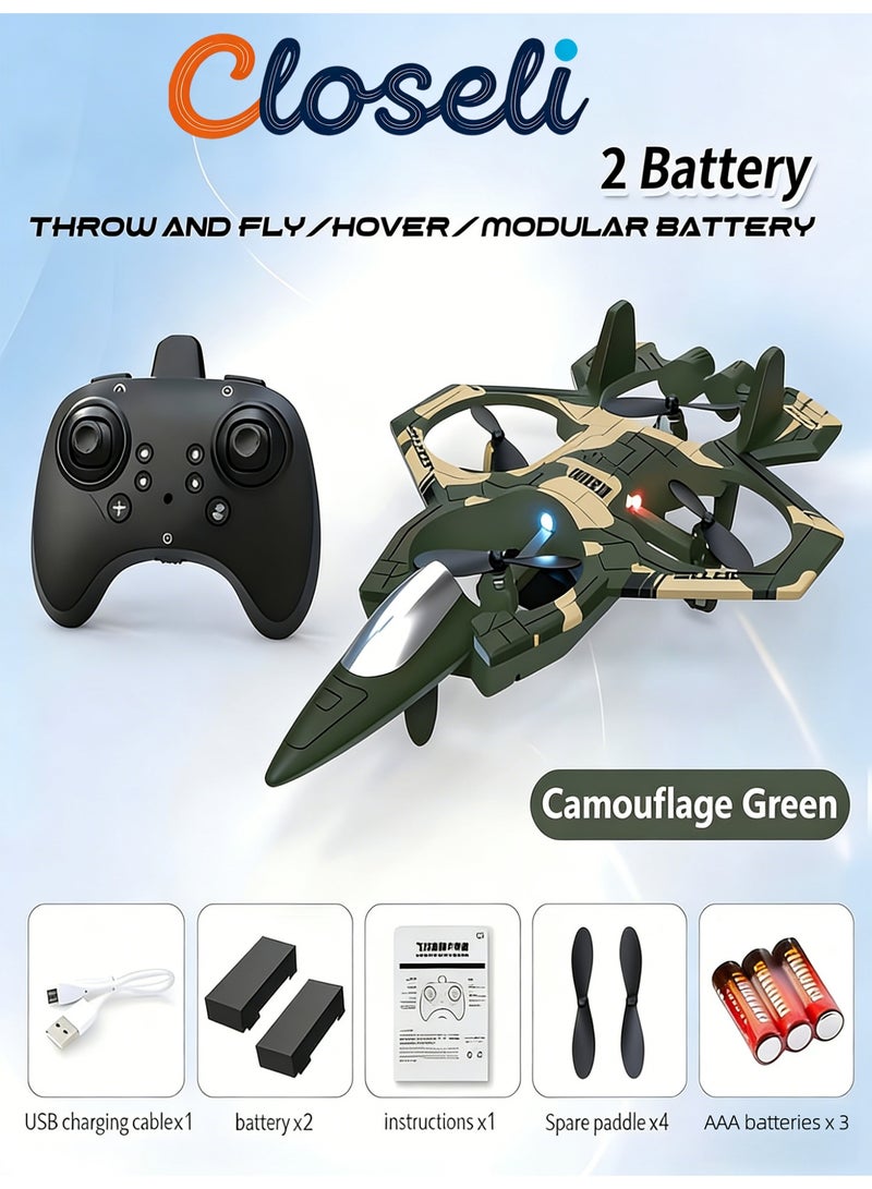 كلوزيلي طائرة بدون طيار تعمل بالتحكم عن بعد، طائرة رباعية المراوح، بطاريتان، دوران 360 درجة، طائرة بدون طيار بتقنية FPV، تثبيت الارتفاع، إقلاع/هبوط بضغطة زر، أضواء LED رائعة، قابلة لإعادة الشحن، وقت طيران طويل، 3 أوضاع سرعة، وضع الطيران الدائري، مناسبة للأطفال والمبتدئين والأولاد والبنات، هدية لعبة، طائرة مقاتلة تعمل بالتحكم عن بعد - Image 1