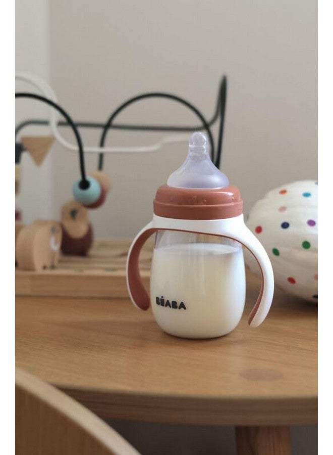 بيابا كوب شرب 2 في 1 من بيبا، زجاجة رضاعة للأطفال، كوب شرب مانع للانسكاب، يتضمن مقابض قابلة للإزالة، حلمة رضاعة أطفال من السيليكون وفوهة ناعمة، 7 أونصة، لون تيراكوتا - Image 4
