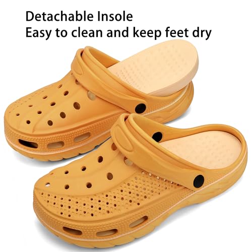 INMINPIN Women and Men Orthopedic Clogs Arch Support Garden Shoes Sandals Slippers with Plantar Fasciitis Feet Insoles,Bright Yellow,12.5-13.5 Women/11-11.5 Men - Image 5