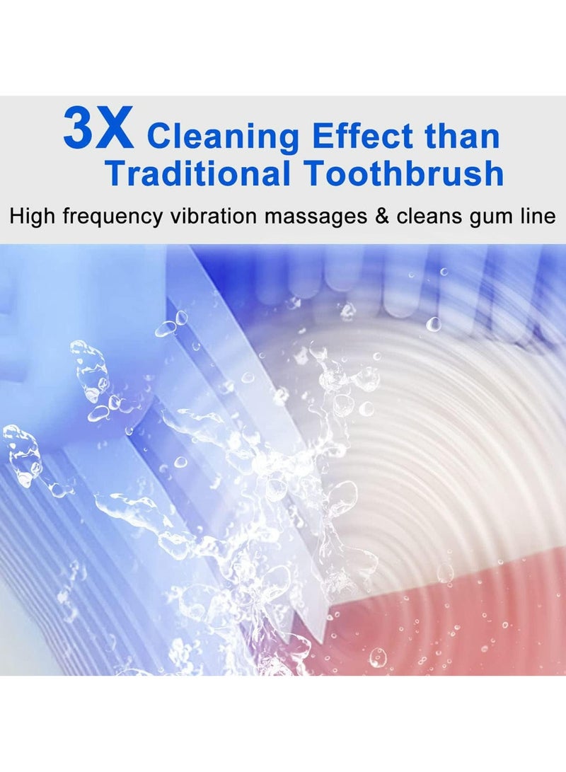 Ultrasonic Electric Toothbrush, Automatic Toothbrush U Shaped Whole Mouth 360 Degrees Cleaning, Waterproof Whitening Massage Toothbrush with LED Blue Light for Adults