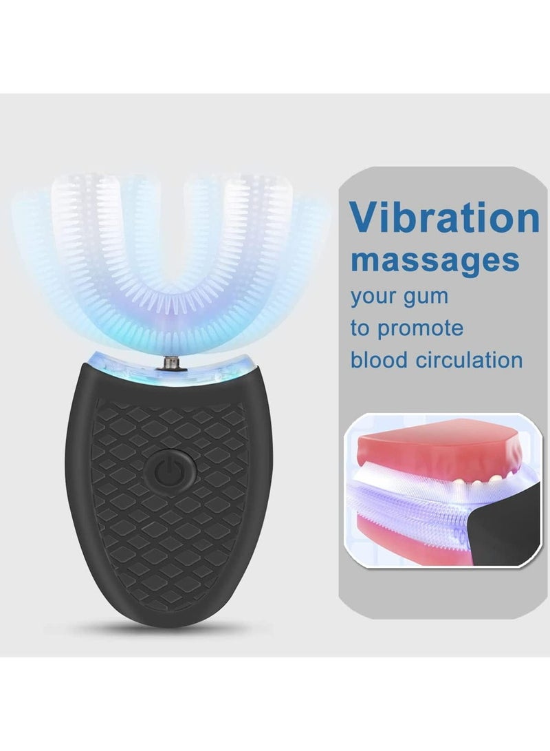 Ultrasonic Electric Toothbrush, Automatic Toothbrush U Shaped Whole Mouth 360 Degrees Cleaning, Waterproof Whitening Massage Toothbrush with LED Blue Light for Adults