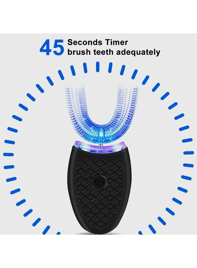 Ultrasonic Electric Toothbrush, Automatic Toothbrush U Shaped Whole Mouth 360 Degrees Cleaning, Waterproof Whitening Massage Toothbrush with LED Blue Light for Adults