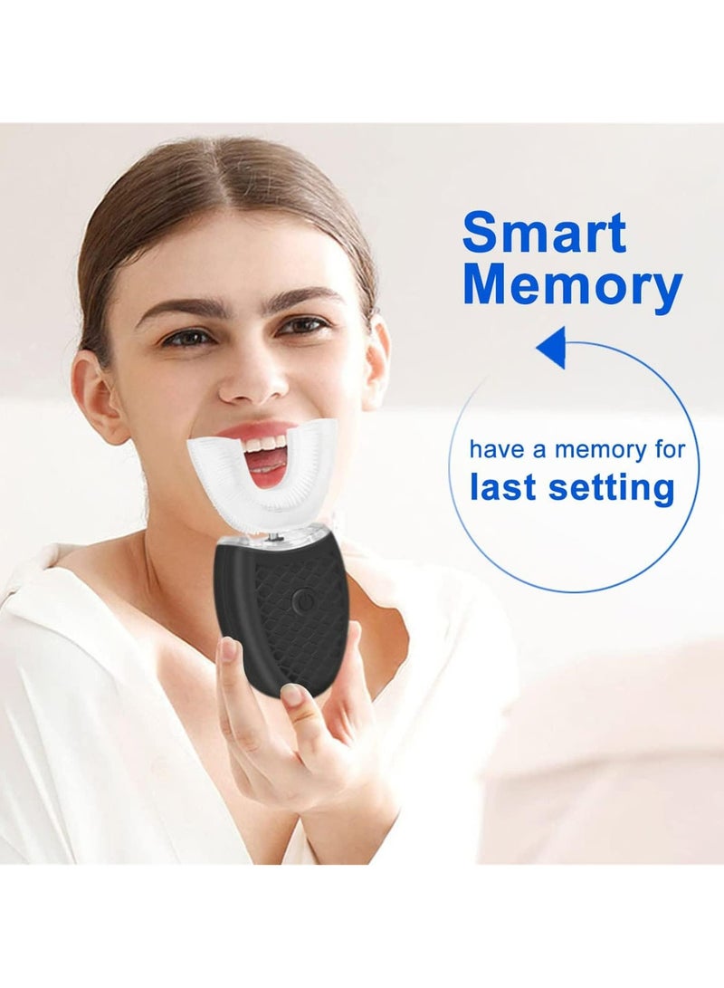 Ultrasonic Electric Toothbrush, Automatic Toothbrush U Shaped Whole Mouth 360 Degrees Cleaning, Waterproof Whitening Massage Toothbrush with LED Blue Light for Adults
