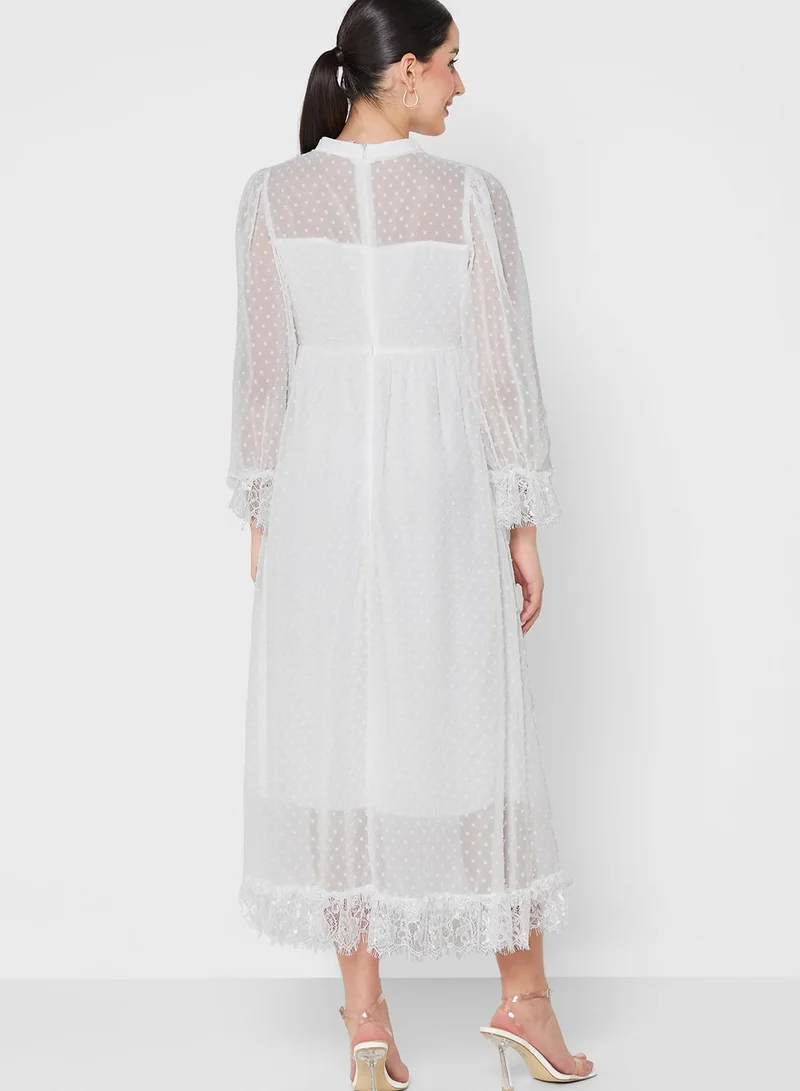 ELLA Sheer Sleeve Flare Dress