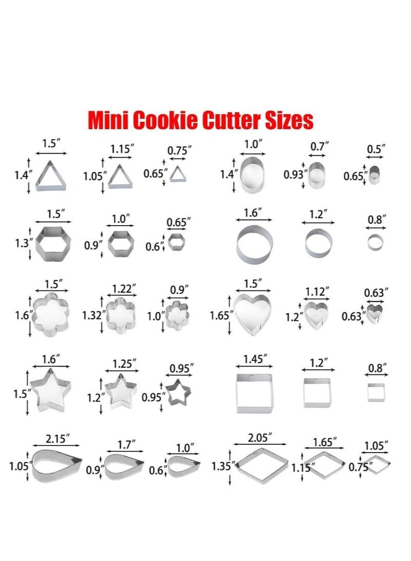 30Pcs Mini Cookie Cutter Set with Box, Small Stainless Steel Veggie Cutters, Polymer Clay Cutters for Kids, Geometric Set for Biscuit Cutter, Tiny Fruit Cutter - Image 5