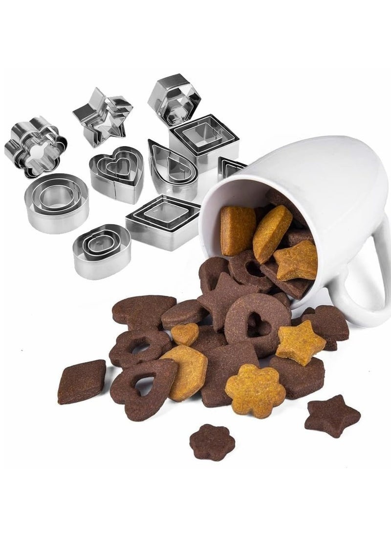 30Pcs Mini Cookie Cutter Set with Box, Small Stainless Steel Veggie Cutters, Polymer Clay Cutters for Kids, Geometric Set for Biscuit Cutter, Tiny Fruit Cutter - Image 3