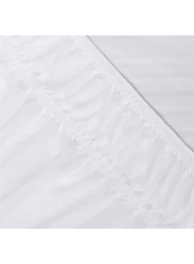 White Elastic Ruffled Bed Skirt With Pompom Detail Machine Washable Lightweight Polyester - Image 5