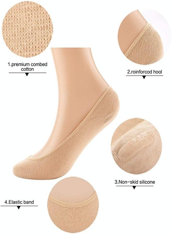 PLUMBURY Women's No Show Cotton Socks (Pack Of 4) (PL-NOSHOWSOCKS-BL/BG/WHITE/GREY_Multicolour) - Image 5
