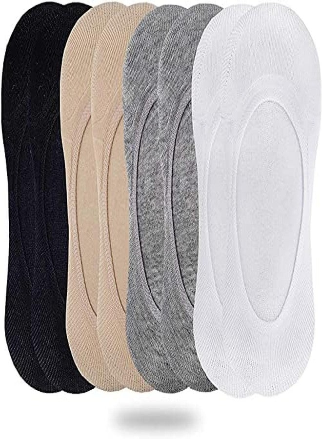 PLUMBURY Women's No Show Cotton Socks (Pack Of 4) (PL-NOSHOWSOCKS-BL/BG/WHITE/GREY_Multicolour) - Image 2