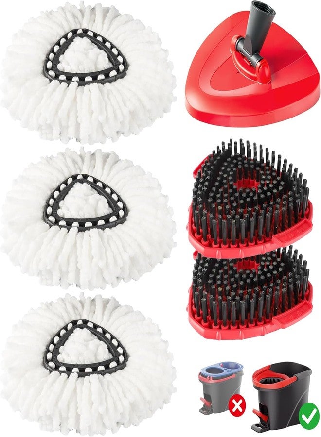 FMINGYU Mop Heads Replacement for O Cedar EasyWring 1-Tank System, Upgraded Mop Replace Heads Kit for Cleaning Home, Kitchen, Bathroom (1 Base+2 Scrub Heads+3 Spin Heads) - Image 1