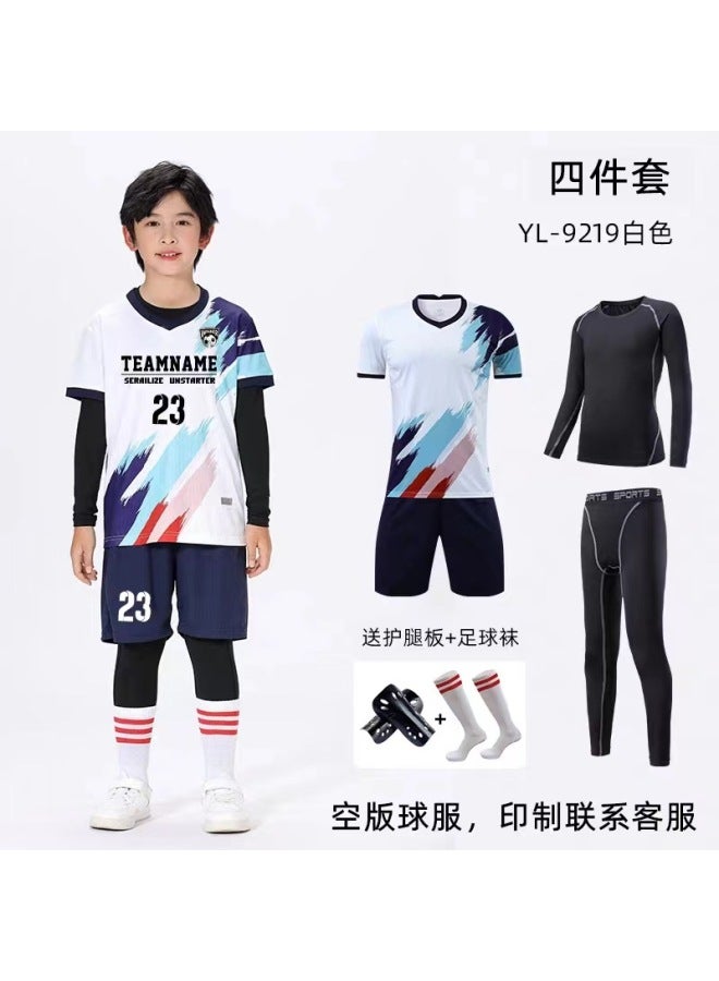 Children's Football Suit Four-piece Autumn And Winter Boys And Girls Rope Skipping Sports Primary And Secondary School Students Training Camp Short-sleeved Football Suit