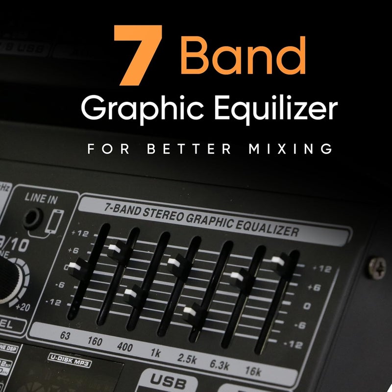 DIGIMORE خلاط 8 قنوات مع واجهة، خلاط DJ بلوتوث 32 DSP تأثير ريفرب +48V فانتوم لاستوديو الكاريوكي والبث والتسجيل (D-256) - Image 4