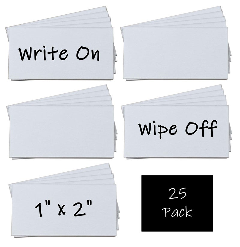 MV Magna Visual Magna Visual 1" x 2" White Pre-Cut Write On Wipe Off Magnetic Strips 25 Pack - Image 2