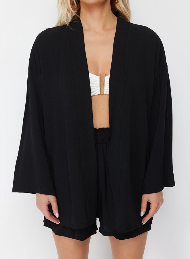 trendyol Black Woven Kimono Shorts Set TBESS23AU00089 - Image 4