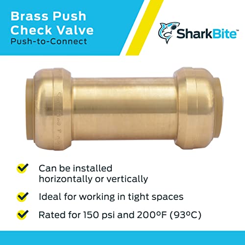 SharkBite صمام فحص شيركبايت 1 بوصة، تركيبات سباكة نحاسية، توصيل بالضغط، أنبوب PEX، نحاس، CPVC، PE-RT، HDPE، U2020-0000LFA - Image 4