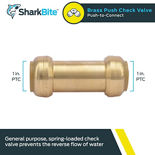 SharkBite صمام فحص شيركبايت 1 بوصة، تركيبات سباكة نحاسية، توصيل بالضغط، أنبوب PEX، نحاس، CPVC، PE-RT، HDPE، U2020-0000LFA - Image 2