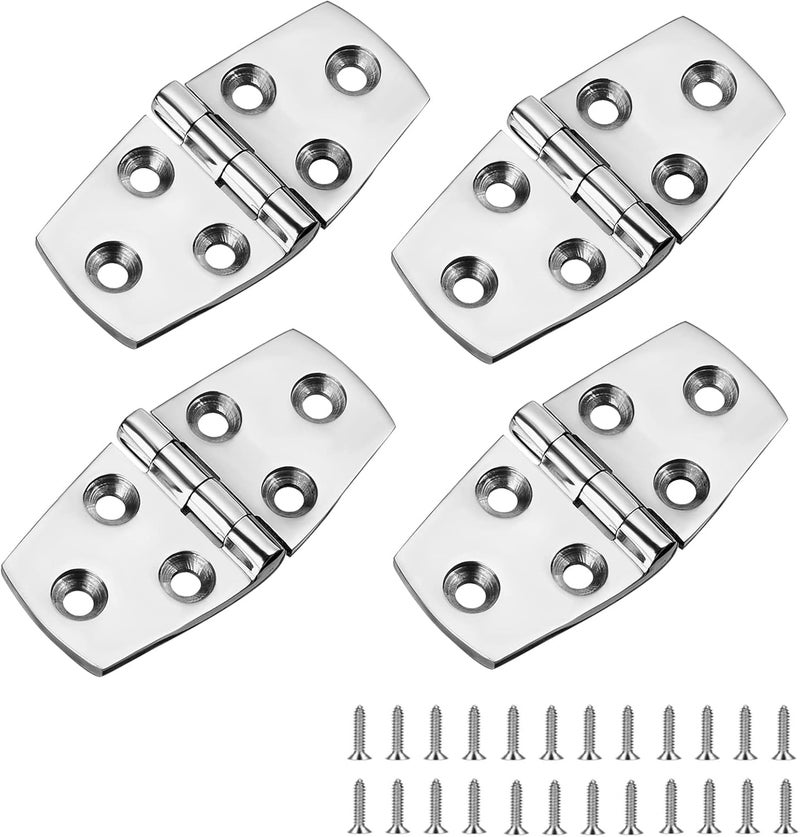Boat Strap Hinges, Door Hinges, 3 inch x 1.5 inches (76 x 38mm), Stainless Steel Hinges, Marine Hinges, 316 Stainless Steel with Screws (4 PCS) - Image 1