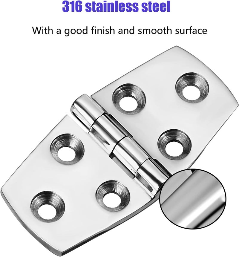 Boat Strap Hinges, Door Hinges, 3 inch x 1.5 inches (76 x 38mm), Stainless Steel Hinges, Marine Hinges, 316 Stainless Steel with Screws (4 PCS) - Image 3