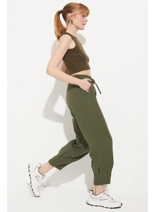 JUNE June Elastic Waist Trouser Khaki