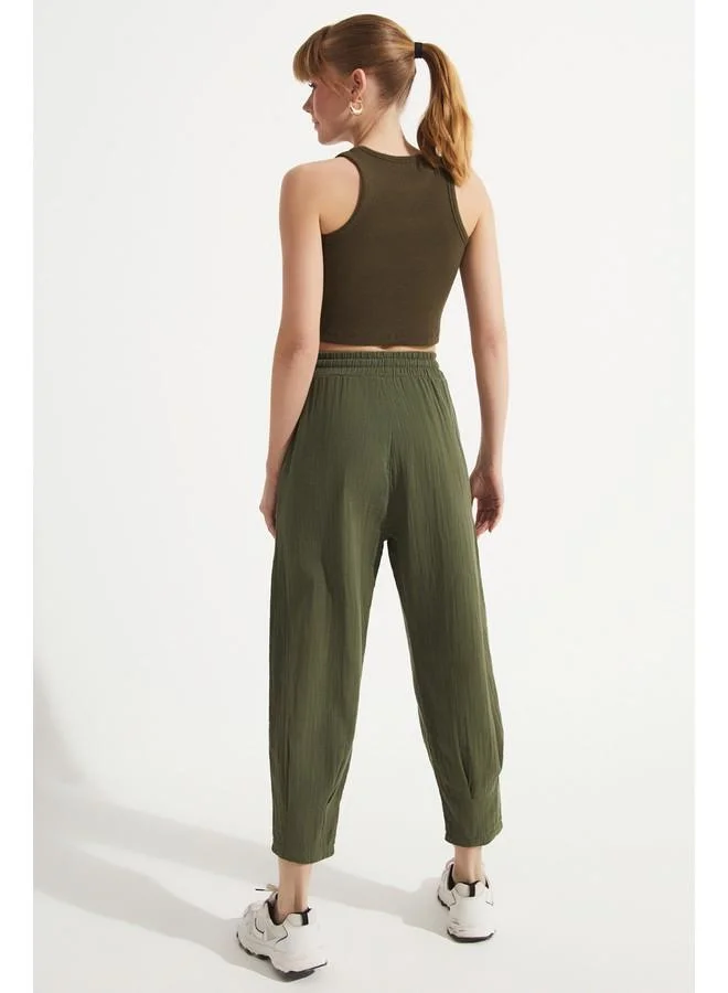 JUNE June Elastic Waist Trouser Khaki