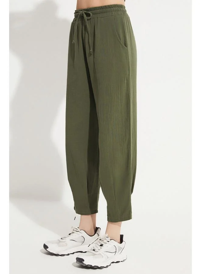 JUNE June Elastic Waist Trouser Khaki
