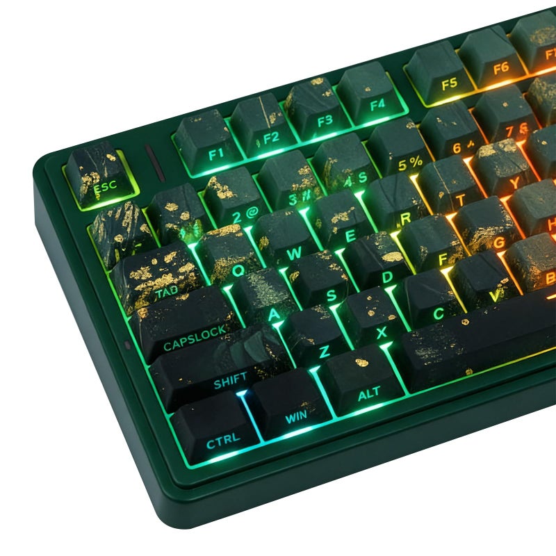 JOMKIZ Summer Breeze PBT Keycaps, 133 Keys Cherry Profile, Side Legend Shine Through, Dye-Sublimation Keycap Set for Mechanical Keyboards, Vibrant Green Theme - Image 1
