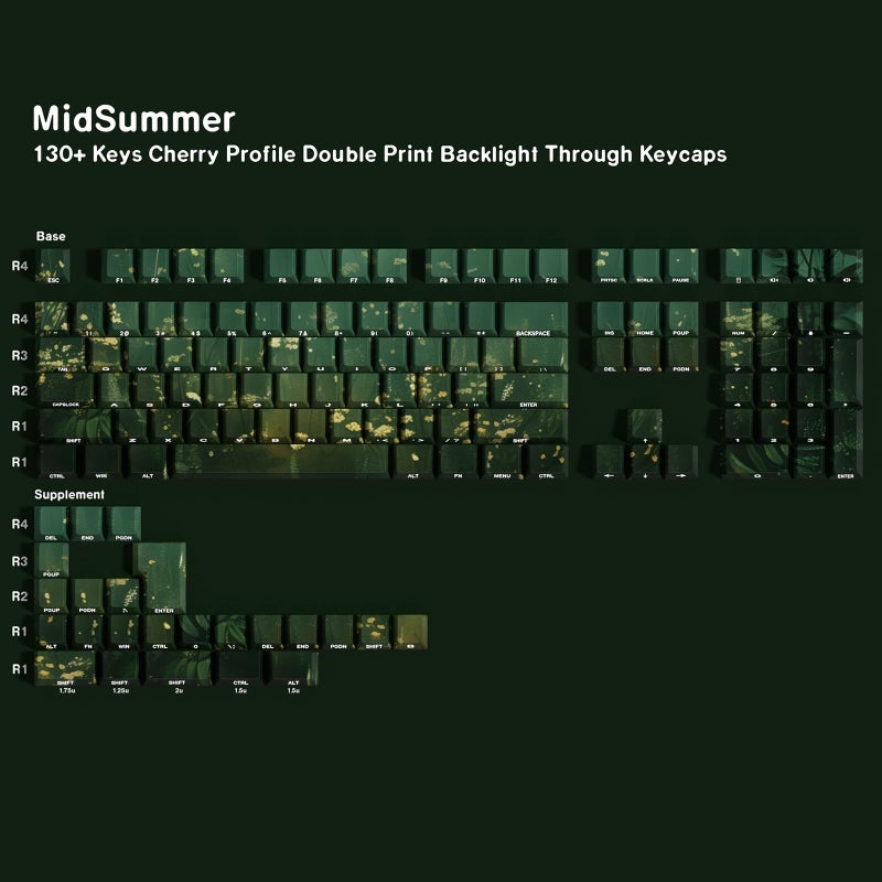 JOMKIZ Summer Breeze PBT Keycaps, 133 Keys Cherry Profile, Side Legend Shine Through, Dye-Sublimation Keycap Set for Mechanical Keyboards, Vibrant Green Theme - Image 2
