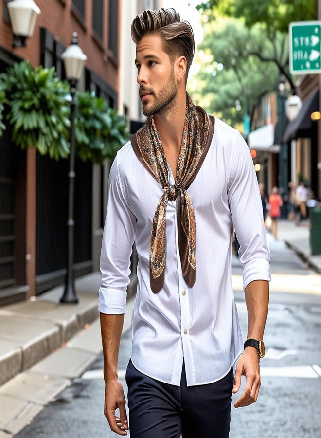 GERINLY Retro Wild Rag, Ethnic Cowboy Scarf for Horseback Riding, Outdoor Work Neck Scarves (T-DarkBrown) - Image 4