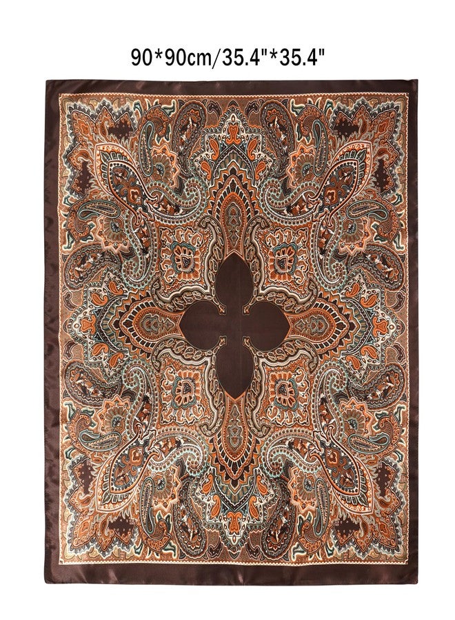 GERINLY Retro Wild Rag, Ethnic Cowboy Scarf for Horseback Riding, Outdoor Work Neck Scarves (T-DarkBrown) - Image 2