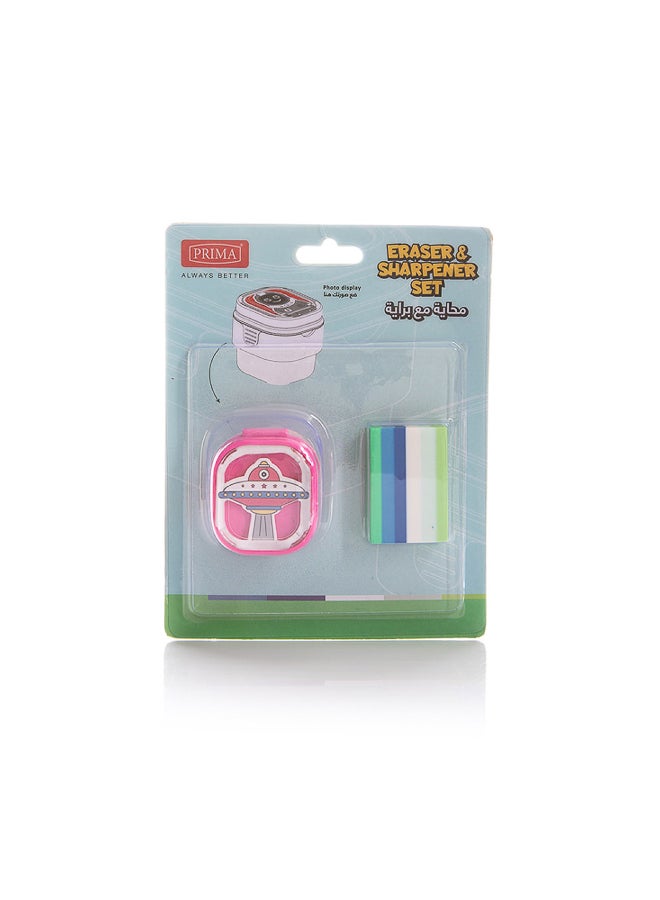 بريما مجموعة ممحاة ومبراة للمحترفين والطلاب والفنانين | تصميم مزدوج للممحاة والمبراة، مدمجة وخفيفة، مواد متينة، شكل مريح، شحذ دقيق لأقلام الرصاص - Image 1