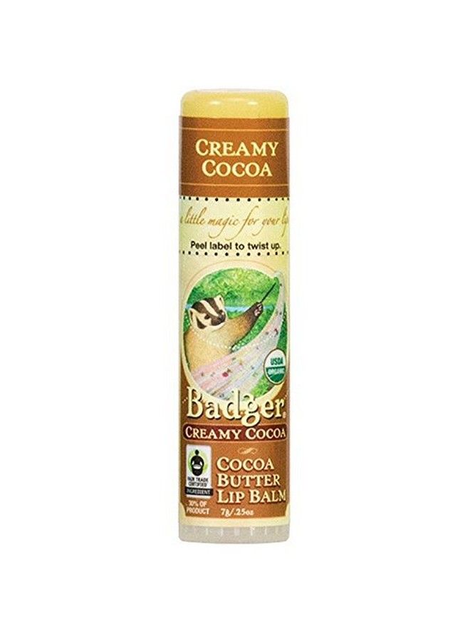 Badger Cocoa Butter Lip Balm Creamy Cocoa Certified Organic Lip Balm Fair Trade Natural Lip Balm Lip Butter Lip Balm Cocoa Butter Cocoa Care Lip Balm 025 Oz - Image 1