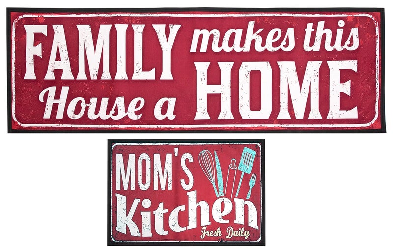 AAZEEM حصيرة مطبخ وسجادة مع قاعدة مضادة للانزلاق، مجموعة من 2 (45 × 135 و 45 × 60 سم)، بوليستر، أبيض فاتح - Image 3