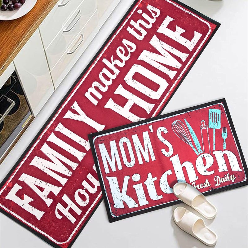 AAZEEM حصيرة مطبخ وسجادة مع قاعدة مضادة للانزلاق، مجموعة من 2 (45 × 135 و 45 × 60 سم)، بوليستر، أبيض فاتح - Image 2