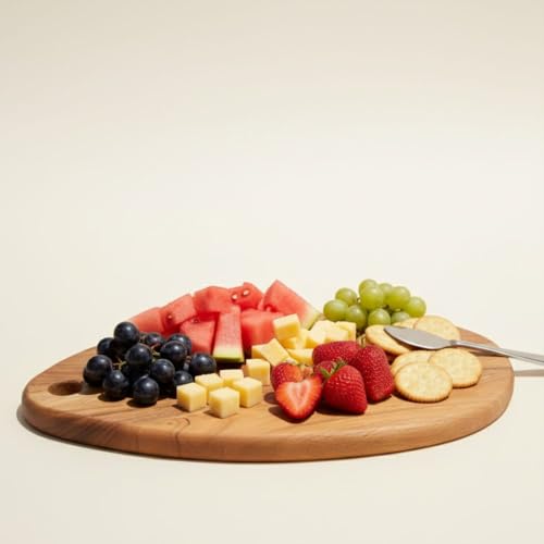 Decorlay Acacia Wood Chopping Board Oval Shape | Multipurpose Cutting & Serving Board for Vegetables, Fruits, Meat, Cheese & Bread | Brown - Image 5