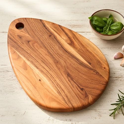 Decorlay Acacia Wood Chopping Board Oval Shape | Multipurpose Cutting & Serving Board for Vegetables, Fruits, Meat, Cheese & Bread | Brown - Image 1