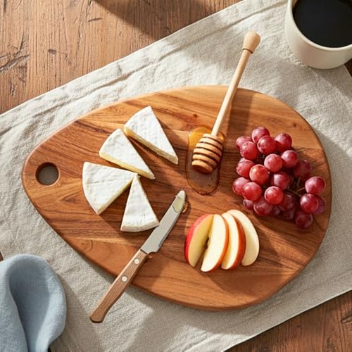 Decorlay Acacia Wood Chopping Board Oval Shape | Multipurpose Cutting & Serving Board for Vegetables, Fruits, Meat, Cheese & Bread | Brown - Image 4