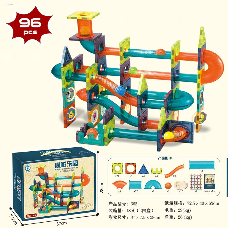 Q-Color Window Magnetic Tiles Children'S Educational Magnetic Assembly Pipe Building Blocks Versatile Construction Track Toy Gift - Image 1