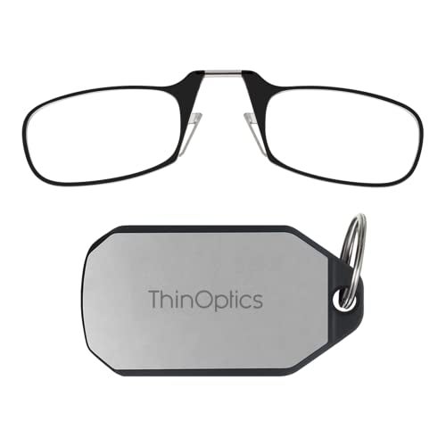 ThinOptics unisex adult Keychain Case + Reading Glasses, Black, 44 mm US - Image 1