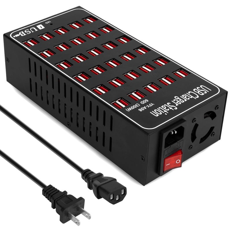 RUANSZZ USB Charging Station for Multiple Devices, 300W 60 Port Desktop Fast Charger Station with Intelligent Protection, Multi Ports USB Charger Block for Home School Hotel Office Shopping Malls - Image 1