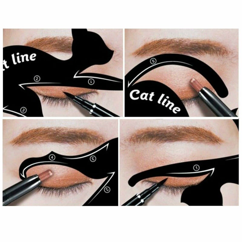 Alayna Eyeliner Stencils for Cat Eye Winged and Smokey Eyeshadow Applicators Shaper Tool Guide Sticker Eyebrow Pencil 10 Different Effects, 4 Pack - Image 3