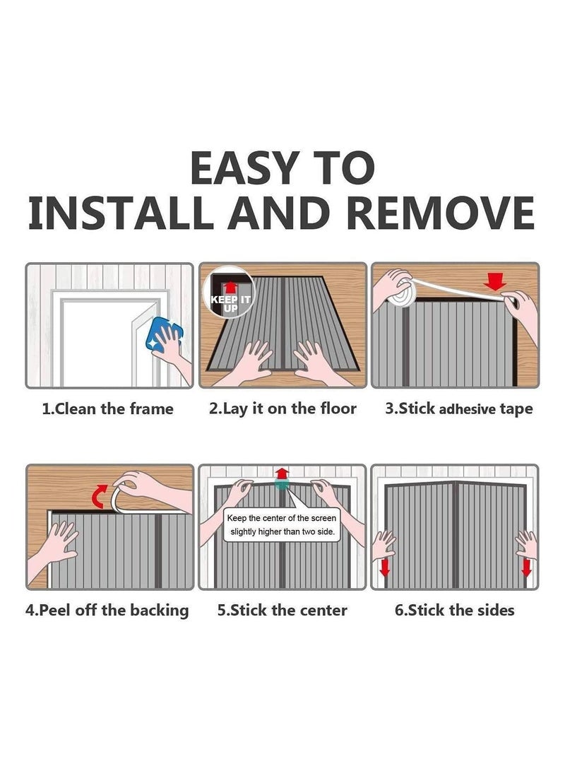 Magnetic Screen Door Heavy Duty Anti Mosquito Mesh Automatic Closing Mosquito Net Portable Mesh No Drilling Fly Repellent Insects 120 X 220CM - Image 4