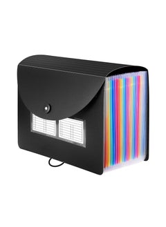 SYOSI 24 Pockets Expanding File Organizer with Blank Labels, MAKINGTEC Expanding Filling Box Letter A4 Size/Expandable File Folder/Plastic Accordion Paper Document Paper Bill Receipt Organizer (Black)  - Image 1
