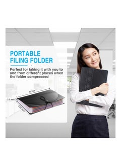 SYOSI 24 Pockets Expanding File Organizer with Blank Labels, MAKINGTEC Expanding Filling Box Letter A4 Size/Expandable File Folder/Plastic Accordion Paper Document Paper Bill Receipt Organizer (Black)  - Image 5