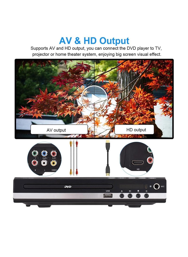 KADIP 1080P HD DVD Player, HDMI Region Free DVD Players for TV, Remote Control, HDMI/RCA Output Cable, USB Input, Breakpoint Memory, Built-in PAL/NTSC, CD Players for Home, Support TV Monitor/Projector - Image 5