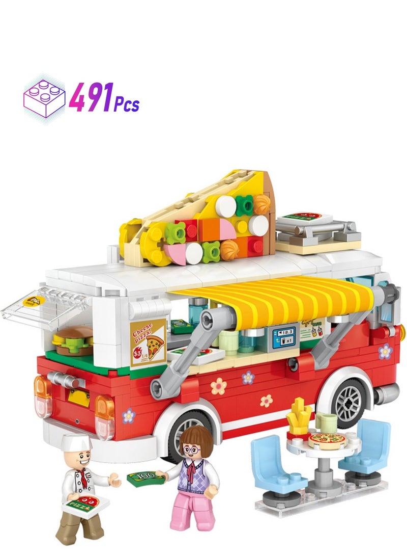 491pcs Pizza Car Model Set Building Blocks Creative Diy Assembling Building Assembly Toys Children Adult Home Decorations - Image 1