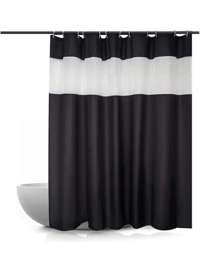 Waterproof Shower Curtain,180x200cm Mildew Proof Bathroom Curtains with 12 Hooks (Black & white) - Image 1