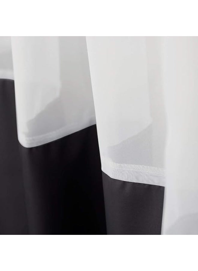 Waterproof Shower Curtain,180x200cm Mildew Proof Bathroom Curtains with 12 Hooks (Black & white) - Image 3