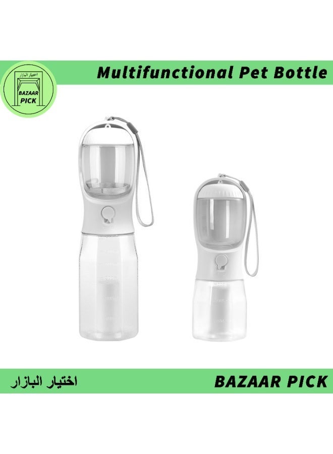 وعاء مياه وطعام وكيس نفايات للحيوانات الأليفة للقطط والكلاب، ملحق سفر محمول، 3 في 1 أبيض 300 مل - Image 1